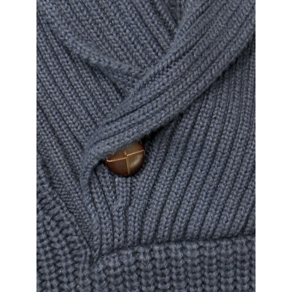 L.L. Bean Men's Navy Blue Shawl Collar Heavyweight Knit Cotton Sweater Size L - Picture 7 of 13